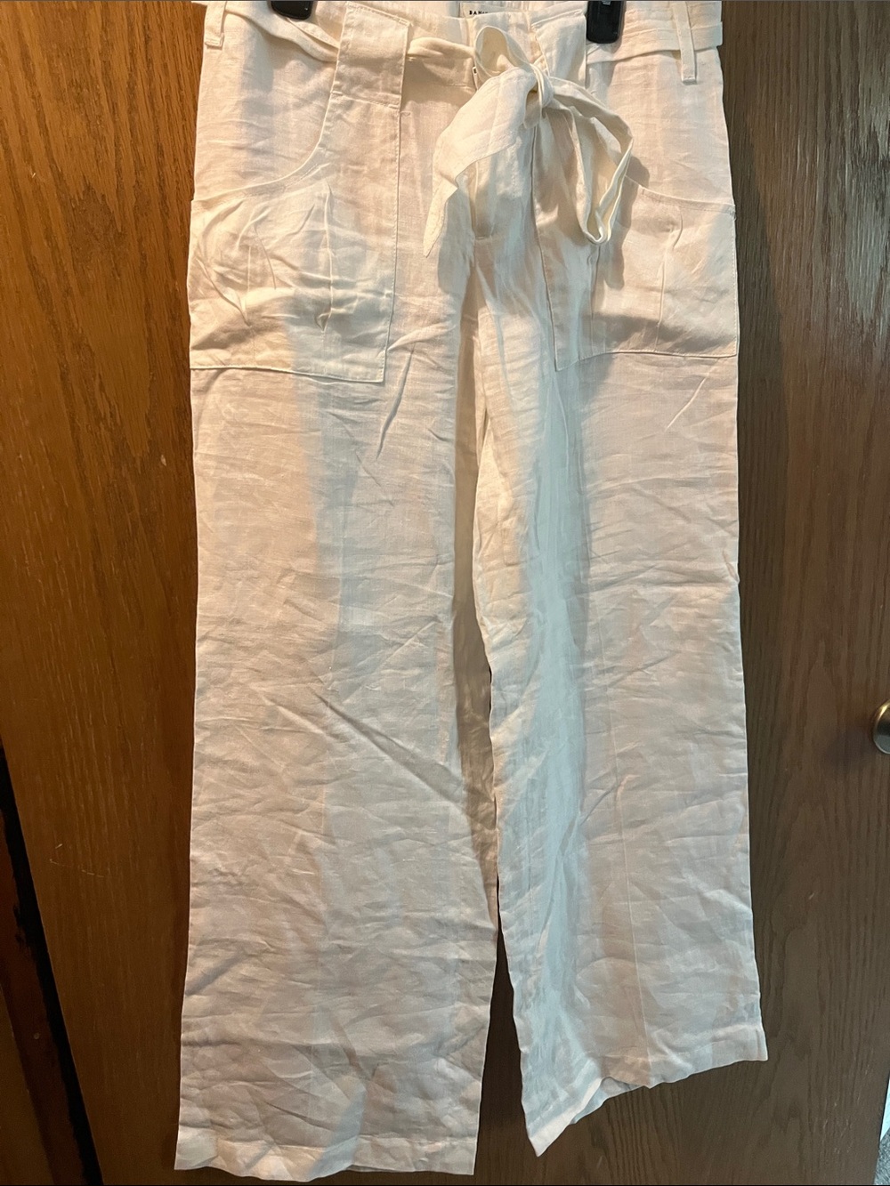 Banana Republic White Tie-Waist Linen Pants